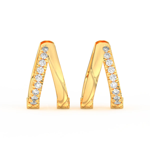 0.15 Ct Round Cut Moissanite Hoop Earrings 14K Gold Plated