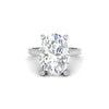 6 Ct Oval Moissanite Women Engagement Rings 14K White Gold Plated