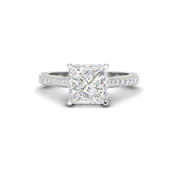 2.67 Ct Princess Cut Moissanite Women Engagement Ring 14K Yellow Gold Plated