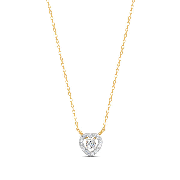 0.17 Ct Round Cut Moissanite Women's Heart Necklace Pendant 14K Gold Plated