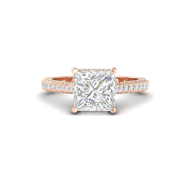 2.67 Ct Princess Cut Moissanite Women Engagement Ring 14K Yellow Gold Plated