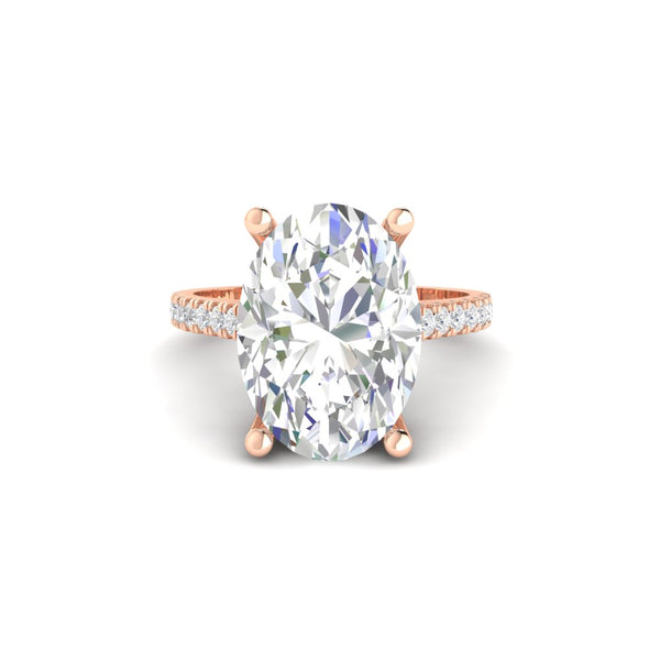 6 Ct Oval Moissanite Women Engagement Rings 14K White Gold Plated