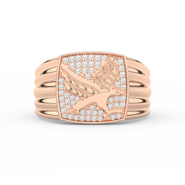 0.30Ct Round Cut Moissanite Men’s Flying Eagle Ring 14K Yellow Gold Plated