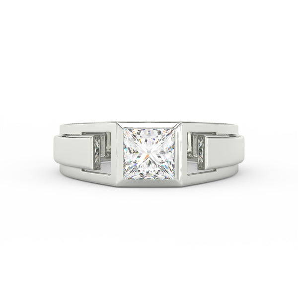 2Ct Princess Cut Moissanite Men’s Solitaire Ring 14K Yellow Gold Plated