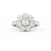 2.29Ct Round Cut Moissanite Women Cluster Engagement Ring 14K Yellow Gold Plated