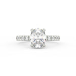 Load image into Gallery viewer, 2Ct Oval Cut Moissanite Halo Engagement Ring 14K White Gold Plated