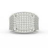 2.48Ct Round Cut Moissanite Men’s Cluster Ring 14K White Gold Plated