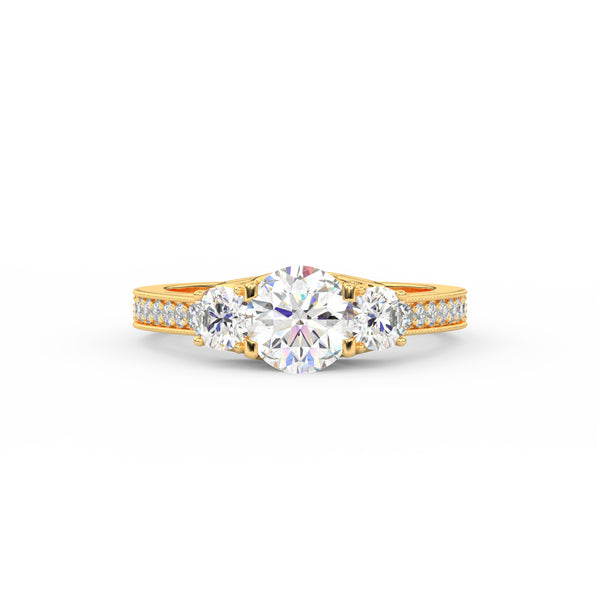 1.95Ct Round Cut Moissanite Women Engagement Wedding Ring 14K Yellow Gold Plated
