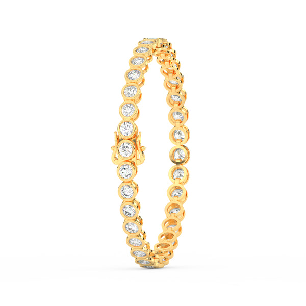8.70 Ct Round Cut Moissanite Bezel Set Tennis Bracelet 14K Yellow Gold Plated