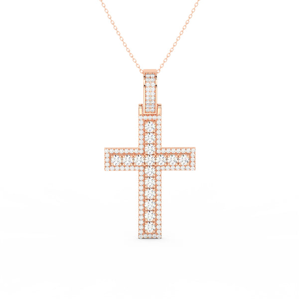 3Ct Round Moissanite Men Cross Pendant 14K Yellow Gold Plated