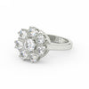 2.29Ct Round Cut Moissanite Women Cluster Engagement Ring 14K Yellow Gold Plated