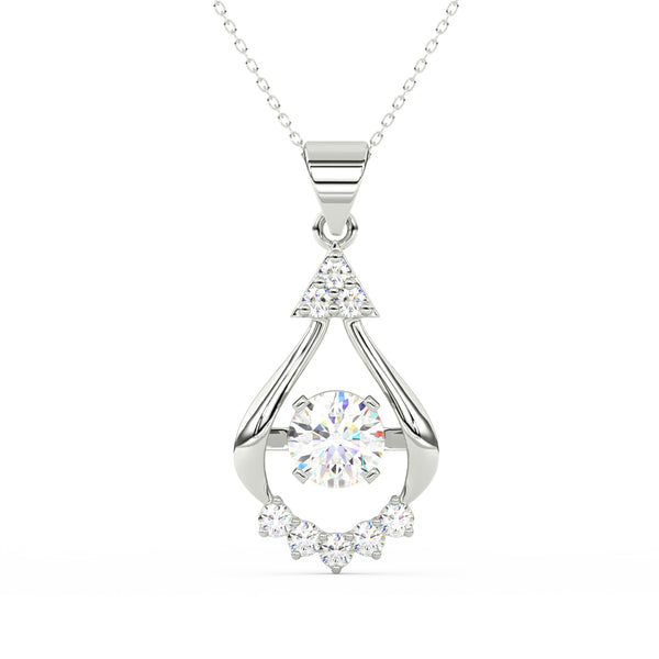 2.44Ct Round Cut Moissanite Teardrop Pendant in 14K Yellow Gold Plated