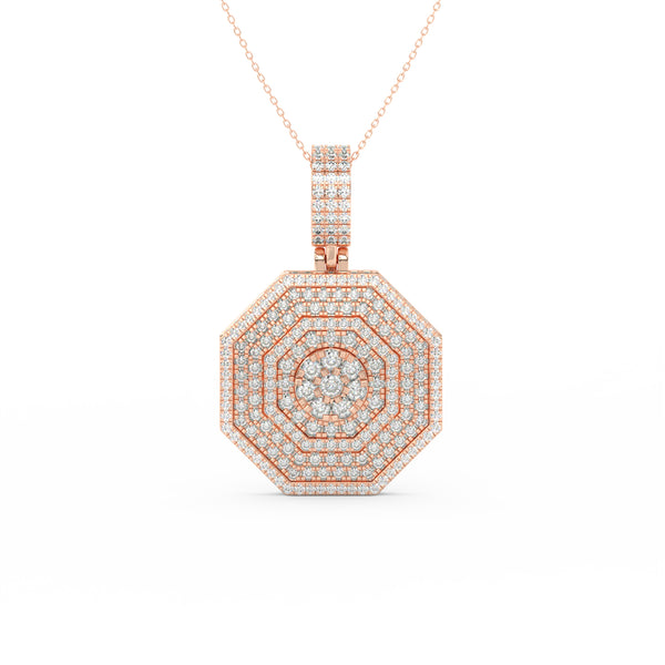 2Ct Round Cut Moissanite Hexagonal Cluster Pendant Necklace 14K Yellow Gold Plated