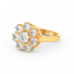 Load image into Gallery viewer, 3Ct Round Cut Moissanite Women Cluster Engagement Ring 14K Yellow Gold Plated