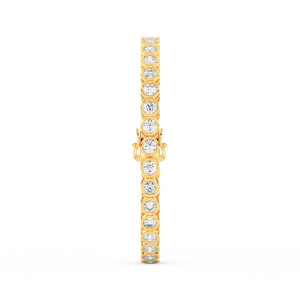 8.70 Ct Round Cut Moissanite Bezel Set Tennis Bracelet 14K Yellow Gold Plated