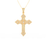 Load image into Gallery viewer, 2Ct Round Cut Moissanite Men’s Cross Pendant in 14K White Gold