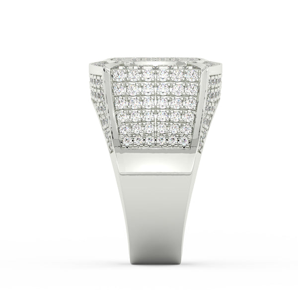 2.48Ct Round Cut Moissanite Men’s Cluster Ring 14K White Gold Plated