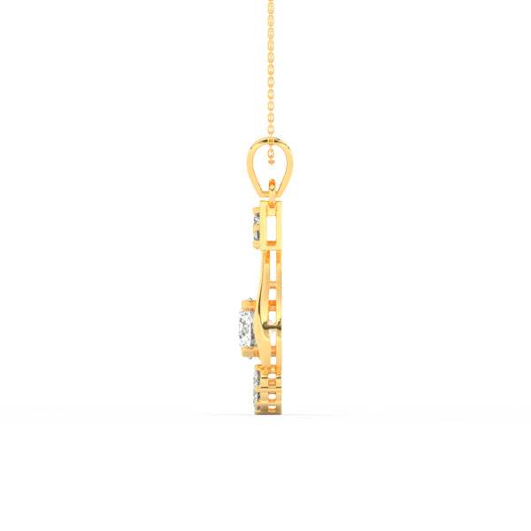 2.44Ct Round Cut Moissanite Teardrop Pendant in 14K Yellow Gold Plated