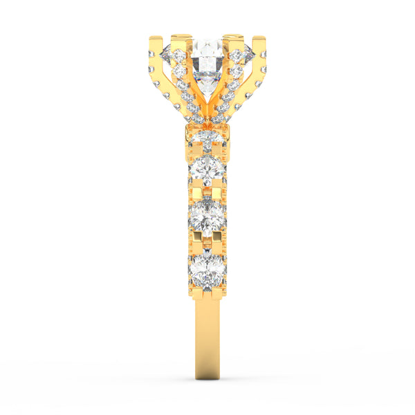 4Ct Round Cut Moissanite Women's Wedding Engagement Ring 14K Yellow Gold Plated