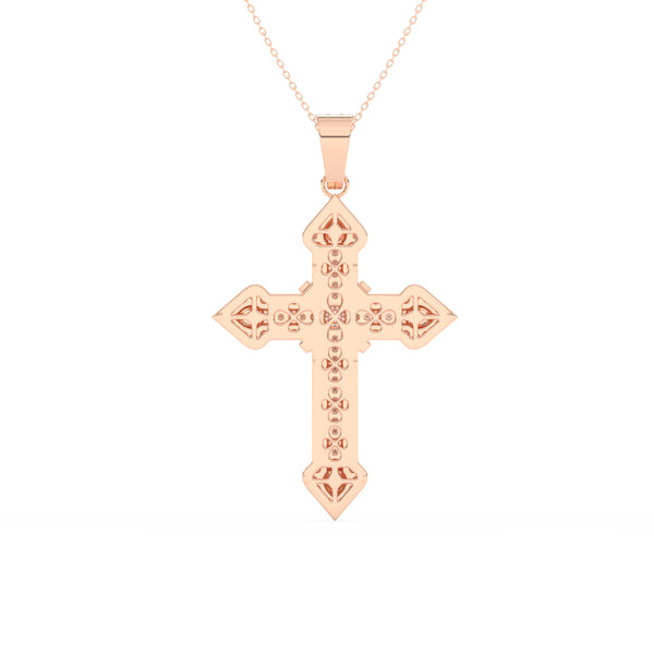 1.51Ct Round Cut Moissanite Men’s Cross Pendant in 14K White Gold