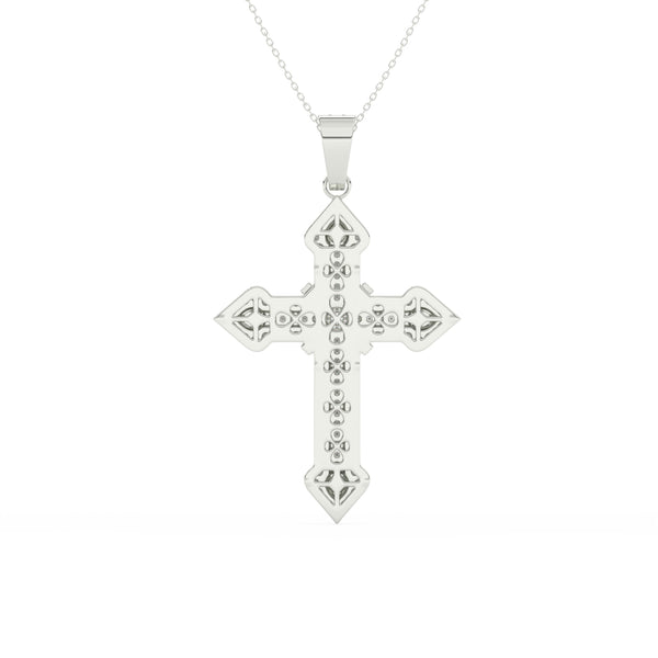 1.51Ct Round Cut Moissanite Men’s Cross Pendant in 14K White Gold