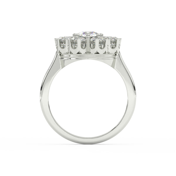 2.29Ct Round Cut Moissanite Women Cluster Engagement Ring 14K Yellow Gold Plated