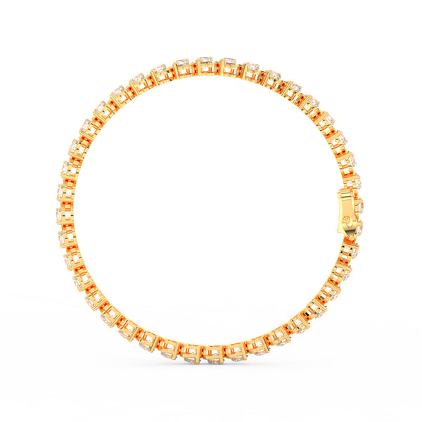 8.40 Ct Round Cut Moissanite Wave Tennis Bracelet 14K Yellow Gold Plated