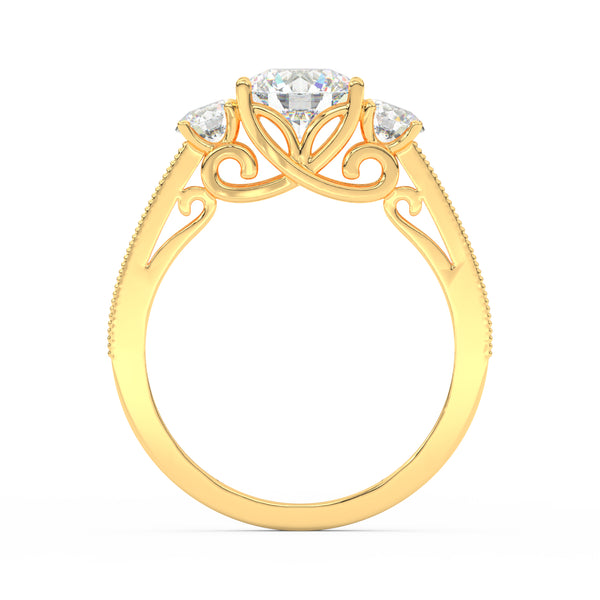 1.95Ct Round Cut Moissanite Women Engagement Wedding Ring 14K Yellow Gold Plated