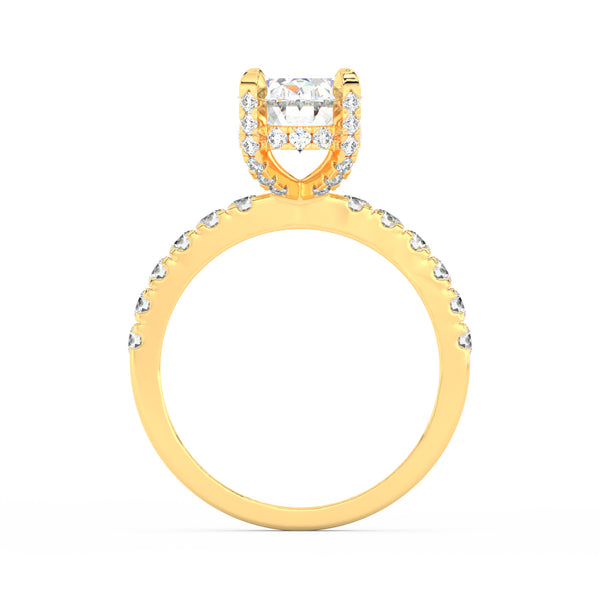 3.18Ct Oval Cut Moissanite Halo Engagement Ring 14K Yellow Gold Plated