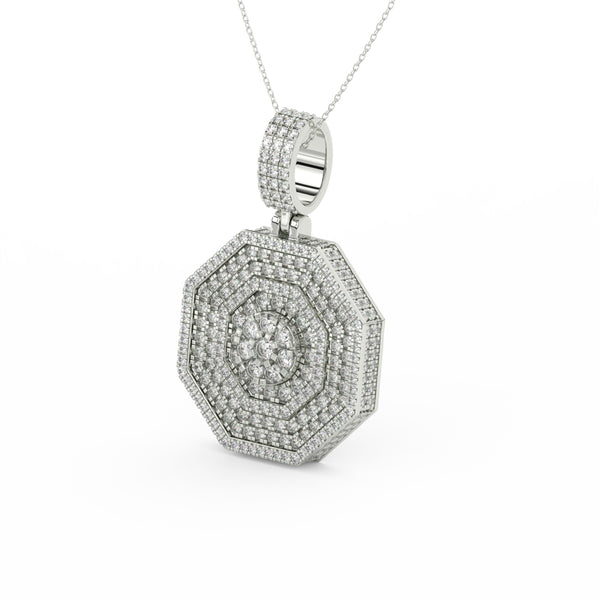 2Ct Round Cut Moissanite Hexagonal Cluster Pendant Necklace 14K Yellow Gold Plated