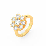 Load image into Gallery viewer, 3Ct Round Cut Moissanite Women Cluster Engagement Ring 14K Yellow Gold Plated