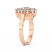 3Ct Round Cut Moissanite Women Cluster Engagement Ring 14K Yellow Gold Plated