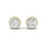 2.94Ct Round Cut Moissanite Halo Stud Earrings 14K Gold Plated Screw Back