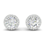 Load image into Gallery viewer, 3Ct Round Cut Moissanite Halo Stud Earrings 14K Gold Plated Push Back