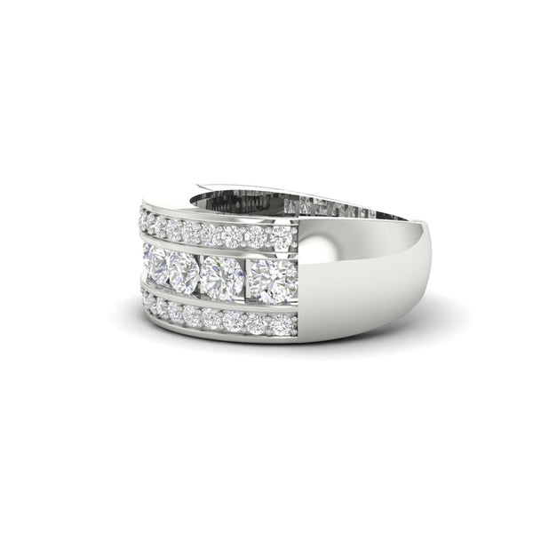 2.33Ct Round Moissanite Men's Wedding Band Ring 14K White Gold Plated