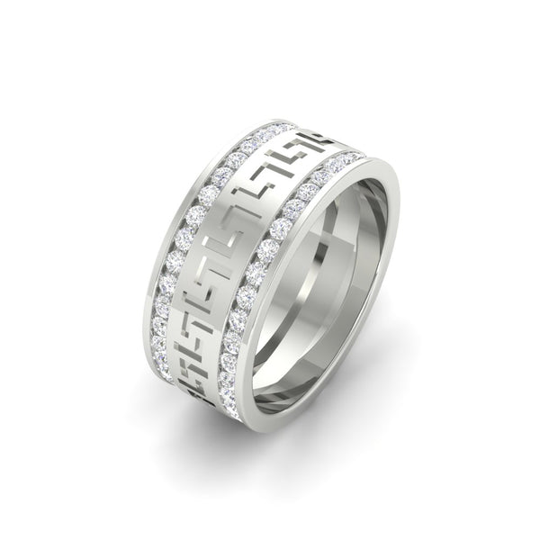 2.33Ct Round Cut Moissanite Men Unique Wedding Band Ring 14K Yellow Gold Plated