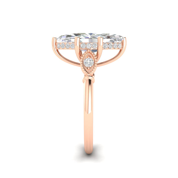 4.09Ct Marquise Cut Moissanite Engagement Ring 14K Yellow Gold Plated
