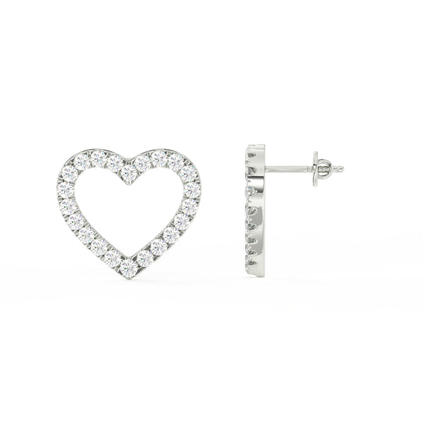 1 Ct Round Cut Moissanite Heart Stud Earrings in 14K Gold Plated