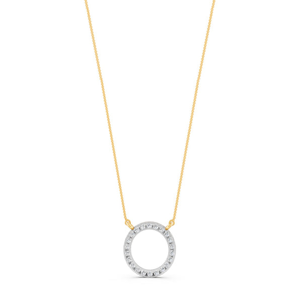 0.34Ct Round Cut Moissanite Circle Pendant Necklace 14K Yellow Gold Plated
