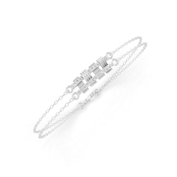 0.27 Ct Round Cut Moissanite Minimalist Bar Chain Bracelet 14K Yellow Gold Plated