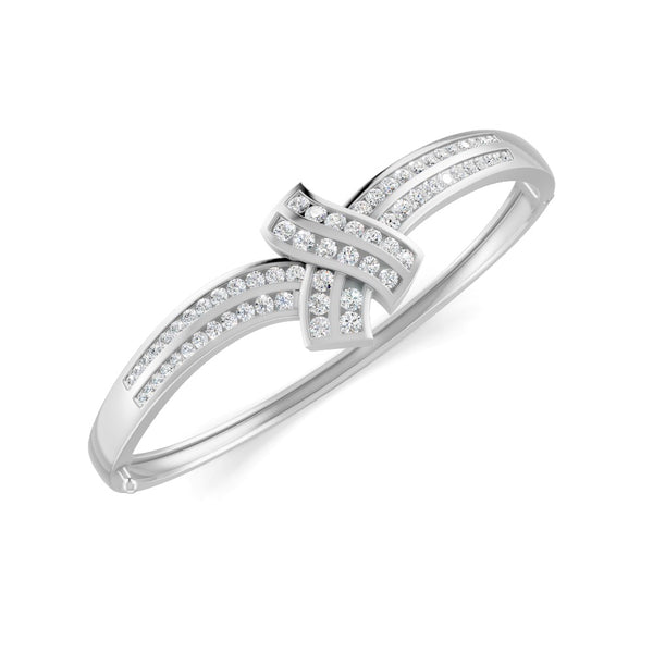 1.50 Ct Round Cut Moissanite Women's Bangle Bracelet 14K Gold Plated