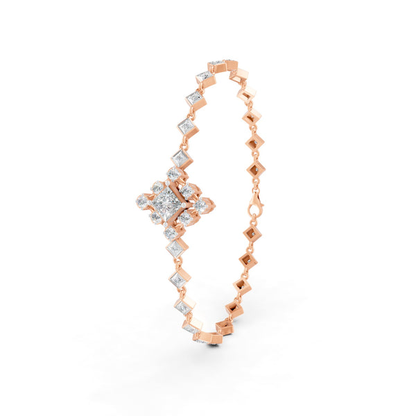 1.70 Ct Round Cut Moissanite Geometric Link Bracelet 14K Yellow Gold Plated