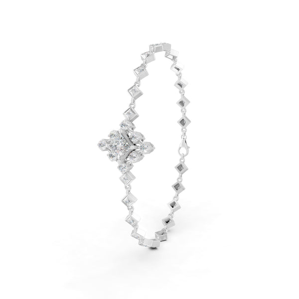 1.70 Ct Round Cut Moissanite Geometric Link Bracelet 14K Yellow Gold Plated