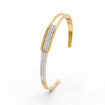 Load image into Gallery viewer, 0.85 Ct Round Cut Natural Moissanite Women Cuff Bangle Bracelets 14K Gold Plated