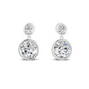 1.83 Ct Round Cut Moissanite Bezel Set Dangle Drop Earrings 14K Yellow Gold Plated