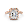 2.15Ct Emerald Cut Moissanite Halo Engagement Ring 14K Gold Plated