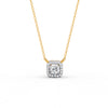 0.30 Ct Round Cut Moissanite Women's Halo Necklace Pendant 14K Gold Plated
