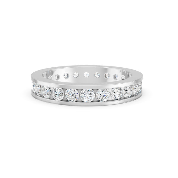 1.38Ct Round Cut Moissanite Channel Set Full Eternity Band Ring 14K Gold Plated