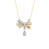 1.69 Ct Round Cut Moissanite Bow Pendant Necklace In 14K Yellow Gold Pllated