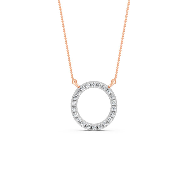 0.34Ct Round Cut Moissanite Circle Pendant Necklace 14K Yellow Gold Plated